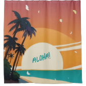 ハワイアン/アロハ/トロピカル/ビーチ シャワーカーテン (正面)