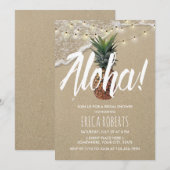 ハワイアン アロハ パイナップル ビーチ ブライダル シャワー 招待状 (正面/裏面)
