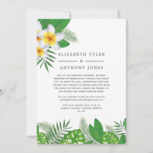 ハワイアン アロハ ルアウ ウェディング 　縮小したゲストリスト 案内状 (正面)