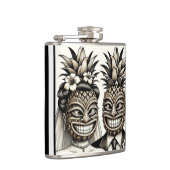 ハワイアン ウェディング タキシード パイナップル ティキ ヘッド 新郎新婦 フラスク (右)