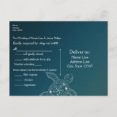 ハワイアン カメ 白 ティール ビーチ ウェディング RSVP インビテーションポストカード (裏面)