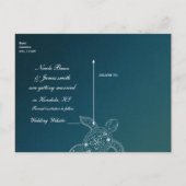 ハワイアン カメ 白 ティール ビーチ セーブ ザ デート 案内ポストカード (裏面)