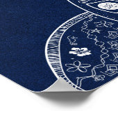 ハワイアン カメ 白 青いビーチ ウェディング ポスター (角)