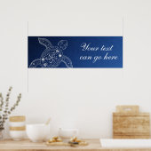 ハワイアン カメ 白 青いビーチ ウェディング ポスター (キッチン)