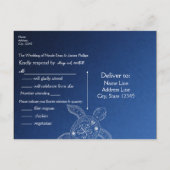 ハワイアン カメ 白 青 ビーチ ウェディング 出席確認 インビテーションポストカード (裏面)