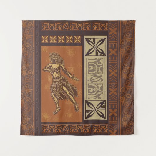 ハワイアン – サモアフラタパボードプリント タペストリー (正面)