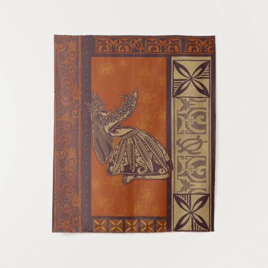 ハワイアン-サモア-ポリネシアフラダンサー タペストリー (正面)