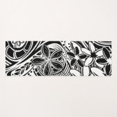 ハワイアン-サモア-ポリネシア部族ブラックデザイン ヨガマット (正面(横))