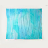 ハワイアン サーフ ブルー ムーン 水彩抽象 タペストリー (正面(横))