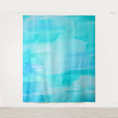 ハワイアン サーフ ブルー ムーン 水彩抽象 タペストリー (正面)