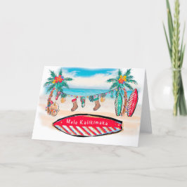 ハワイアン サーフ ボード クリスマス カード