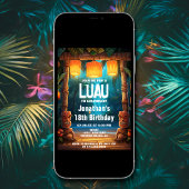 ハワイアン ティキルアウ トロピカル アイランド ビーチ バースデー 招待状