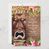 ハワイアン ティキ イルミネーション 夏のビーチ ウェディング 招待状 (正面)