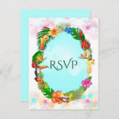 ハワイアン トロピカル サマー シングス フレーム パーティー RSVP インビテーションポストカード (正面/裏面)