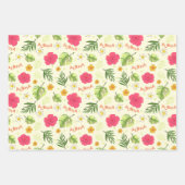 ハワイアン トロピカル フラワーデザイン ラッピングペーパーシート (正面2)