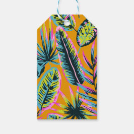 ハワイアン トロピカル リーフ アンド プランツ プリント パターン ギフトタグ