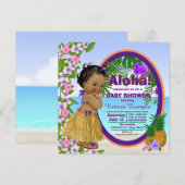 ハワイアン トロピカル ルアウ フラ ベビーシャワー 招待状 (正面/裏面)
