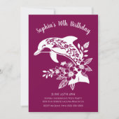 ハワイアン ドルフィン トロピカル フラワーズ バースデーパーティー 招待状 (正面)