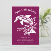 ハワイアン ドルフィン トロピカル フラワーズ バースデーパーティー 招待状 (スタンド正面)