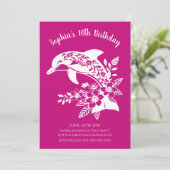 ハワイアン ドルフィン トロピカル フラワーズ バースデー パーティー 招待状 (スタンド正面)