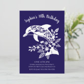 ハワイアン ドルフィン トロピカル フラワーズ バースデー パーティー 招待状 (スタンド正面)