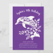 ハワイアン ドルフィン トロピカル フラワー バースデー パーティー 招待状 (正面)