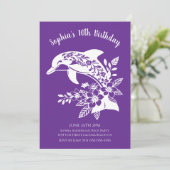 ハワイアン ドルフィン トロピカル フラワー バースデー パーティー 招待状 (スタンド正面)