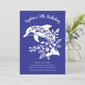 ハワイアン ドルフィン トロピカル フラワー 誕生日パーティー 招待状 (スタンド正面)