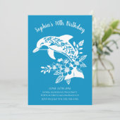 ハワイアン ドルフィン 誕生日パーティー 熱帯の花 招待状 (スタンド正面)