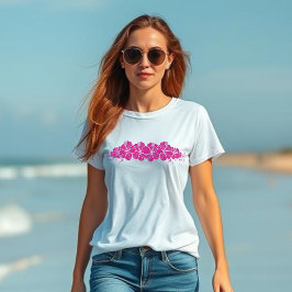 ハワイアン+ハイビスカスの花+ピンク Tシャツ