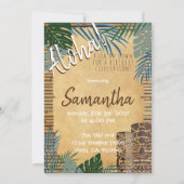 ハワイアン バンブー 島の雰囲気 緑と青のティキテーマ 招待状 (正面)