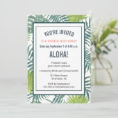 ハワイアン パームツリーの葉の絵 招待状 (スタンド正面)