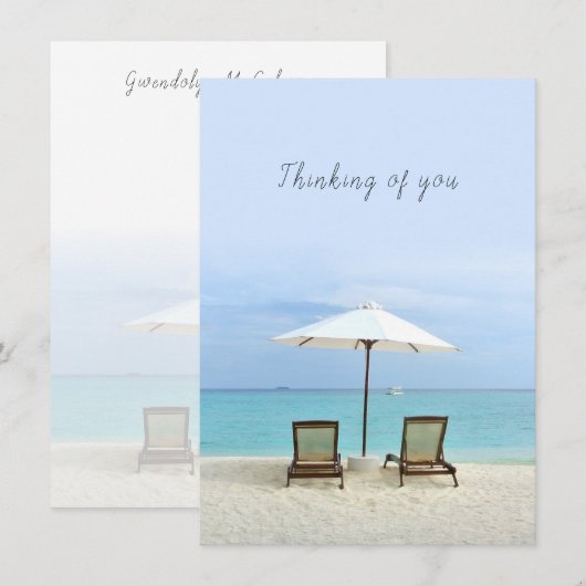 ハワイアン ビーチ チェアー 海辺 オーダーメイド フラット ノートカード 2枚組 (正面/裏面)