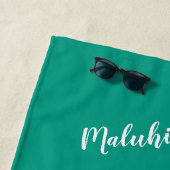 ハワイアン ピース ラブ ネーム パーソナライズ シーグリーン ビーチタオル (インサイチュ)