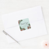 ハワイアン フラミンゴ & ハイビスカス 感謝 スクエアシール (封筒)