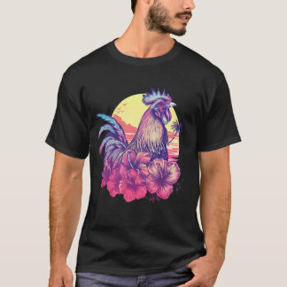 ハワイアン+フラワー+ニワトリ+カウアイ島+ハワイ+ヴィンテージ Tシャツ