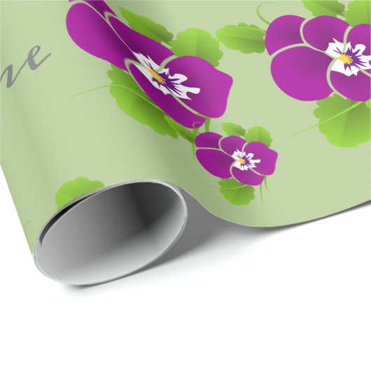 ハワイアン フローラル パープル モノグラム 名前 ラッピングペーパー (ロールコーナー)