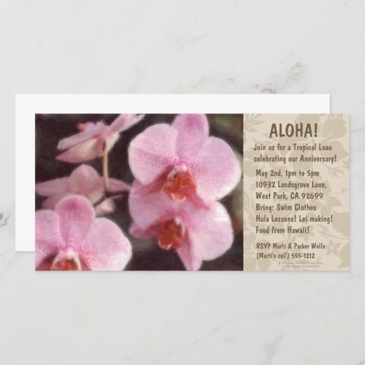 ハワイアン フローラル ルアウ ご招待状 (正面/裏面)