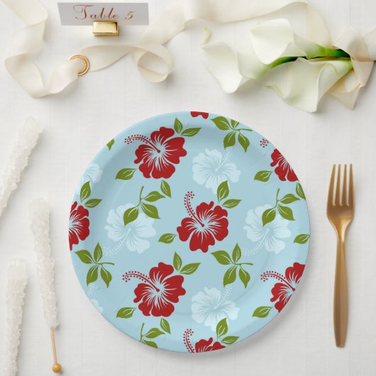 ハワイアン・プリント ペーパープレート (ウェディング)
