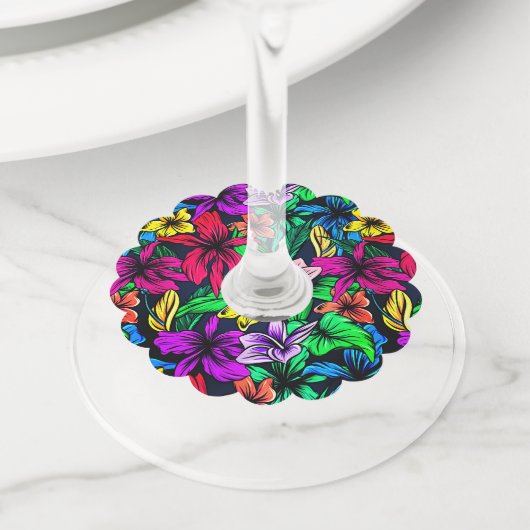 ハワイアン プリント ワイングラスタグ (クローズアップ)