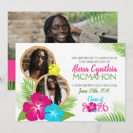 ハワイアン ルアウ 卒業式 3 枚の写真のお知らせ 招待状