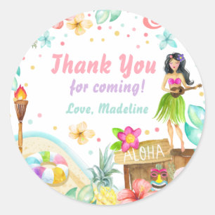 ハワイアン ルアウ 誕生日 トロピカル プールパーティー パステル ラウンドシール