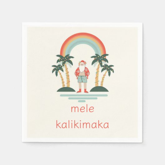 ハワイアン/レインボー/パームスサンタ スタンダードカクテルナプキン (正面)