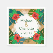 ハワイアン レッド ヒビスカス ルアウ 花嫁 & 花婿 名前