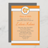 ハワイオレンジテーマハイビスカス卒業招待状 招待状 (正面/裏面)