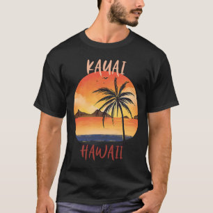 ハワイカウアイファミリーバケーションパームツリーズ海サン Tシャツ
