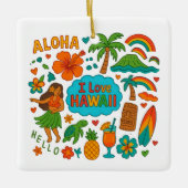 ハワイカスタムアメリカ家族旅行Keepsakeクリスマス セラミックオーナメント (正面)