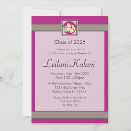 ハワイカスタムピンクのハイビスカス卒業招待状 招待状