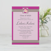 ハワイカスタムピンクのハイビスカス卒業招待状 招待状 (スタンド正面)