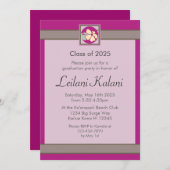 ハワイカスタムピンクのハイビスカス卒業招待状 招待状 (正面/裏面)